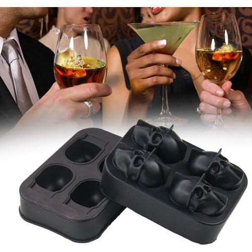3D Skull Ice Cube Maker DIY Silicone Mold Chocolate Ice Tray Mould Home Party Whiskey Wine Cocktail Ice Cream Kitchen Bar Tool