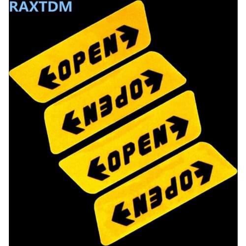 4pcs/set Car styling Door Open Warning Stickers For Opel Mokka Corsa Astra G J H insignia Vectra Zafira Kadett Monza Combo Meriv
