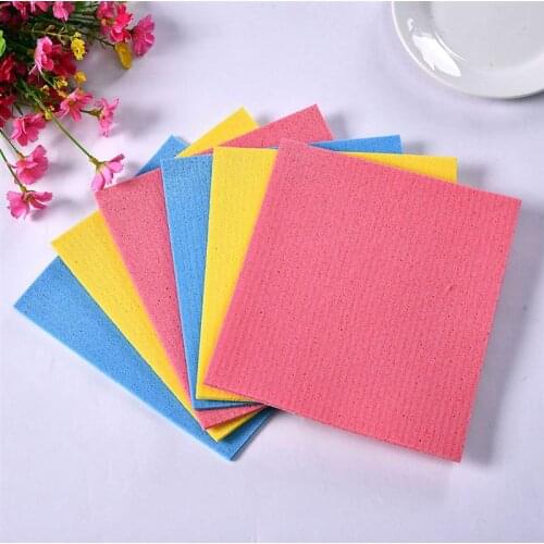 4 pcs Dishcloth Solid Color Cellulose Sponge Oil-free Reusable Cleaning Cloth for Dish Cookware Utensil