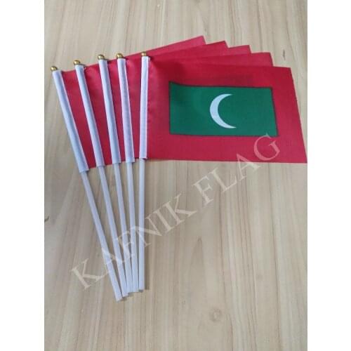 KAFNIK,5pcs Maldives Hand Waving National Flag 14*21cm Flag Free Shipping