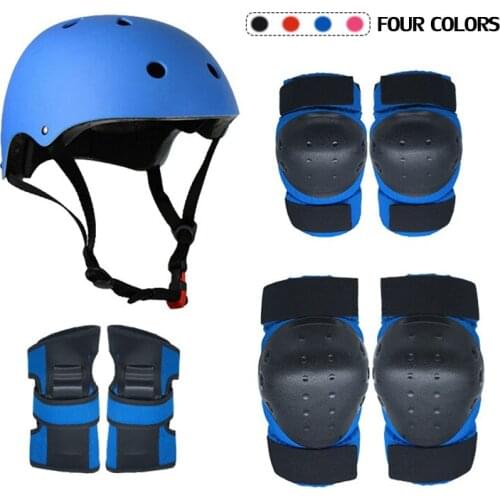 7 Pieces of Skateboard Protective Gear Childrens Knee Pads Wrist Helmets Boys and Girls Cycling Set for Sports Safety Equipment