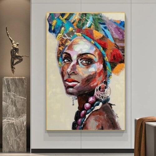 Abstract African Black Woman Canvas Painting Wall Art Nordic Posters and Prints Wall Pictures for Living Bedroom Decoration