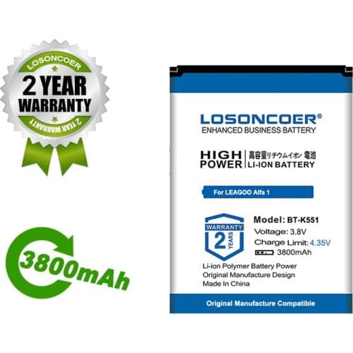LOSONCOER Battery 3800mAh BT-K551 Battery For LEAGOO Alfa 1 BTK551 BT K551 / KZEN REX R2 Mobile Phone Batteries