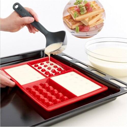 ANGRLY Sale 4-Cavity Waffles Cake Chocolate Pan Silicone Mold Baking Mould Kitchen silicone mold kitchen accessories tarte