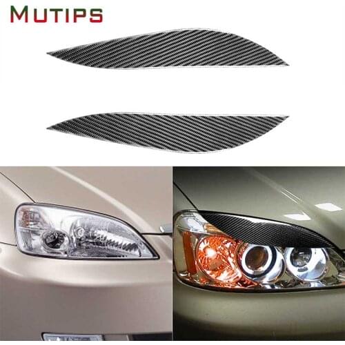 Mutips Car Front Headlight Eyebrow Sticker Headlamp Eyelids Carbon Fiber Cover Trim Accessories For Honda Civic 2001 2002 2003