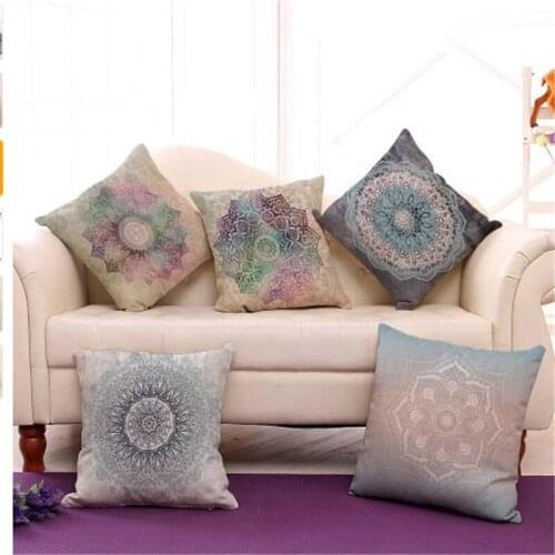 Mandala Decorative Cushion Covers Office Chair Waist Back Pillowcase Cotton Linen Sofa Throw Cushion Case Home Decor