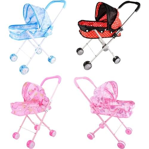 Simulation Baby Dolls Stroller Pushchair Folding Kids Pretend Role Play Toys