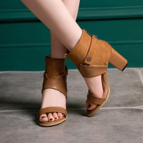 Foreign trade summer womens Ginger sandals pink sandals ROMAN SANDALS thick heels high heels sandals large sandals