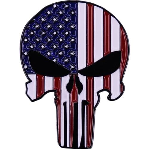 Trum Skull Enamel Pin American Flag Badge sarcastic Head Brooch Jewelry