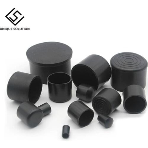 2/4/12PCS Black Rubber Chair Table Feet Stick Pipe Tubing End Cover Caps 10 12 14 16~63mm