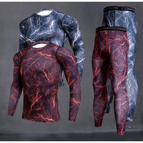 MMA Men Compression Sets Base Layer Tight Pants Workout Fitness Bodybuilding Tracksuit Long Sleeve Shirt Gyms Suits rashgard ki