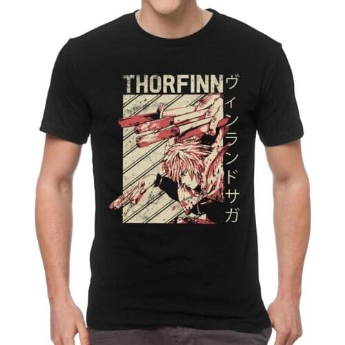 Mens Cool Vinland Saga T-Shirt Streetwear Thorfinn Anime Viking Otaku Manga Tshirt Short Sleeve Cool T Shirt Cotton Tee Tops