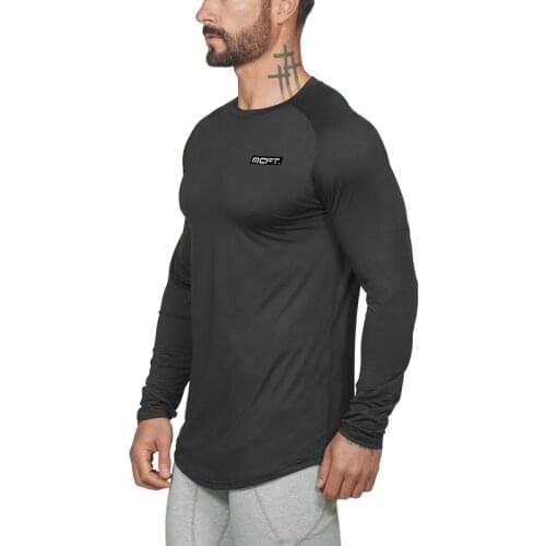 Mens Brand Gyms Clothing Mesh Long Sleeve T-Shirt Tight Tops Tees Homme Solid Quick Dry Bodybuilding Fitness Tshirt