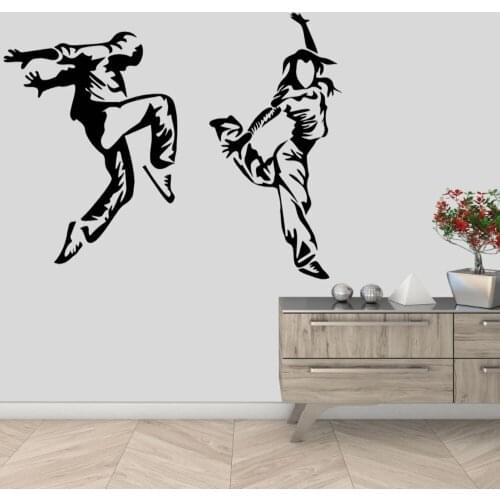 Hip Hop Boy And Girl Dance Show Off Decal Wall Art Dance Sticker for Home And Kids Room Decoration Removable A002461