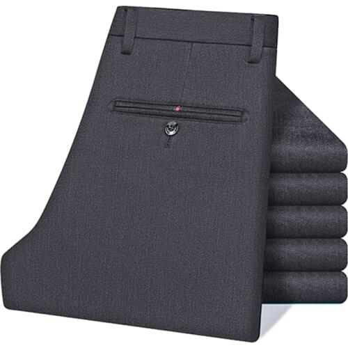 2021 Autumn Winter New MenS Modal Black Casual Pants Classic Style Business Straight Loose Thick Stretch Trousers Male Brand