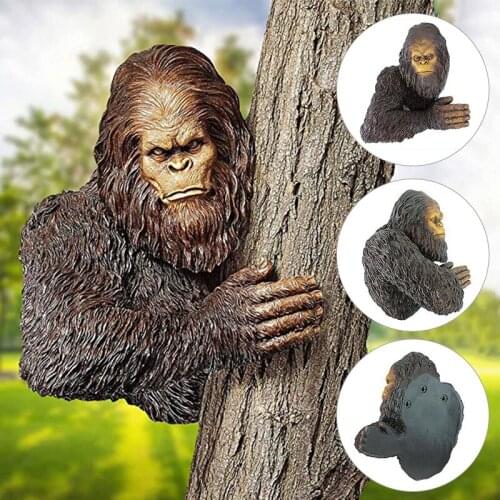 Orangutan Snowman Tree Statue Orangutan 3d Resin Tree Pendant Wall Decoration Resin Sculpture Outdoor Statue Art Ornament