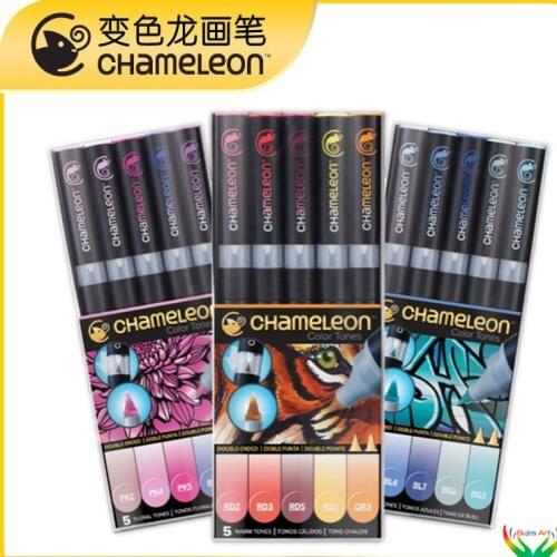 Genuine British Chameleon Pens, 5 sets, two-headed gradient marker, oil-soft tip, special for hand painting, watercolor pen