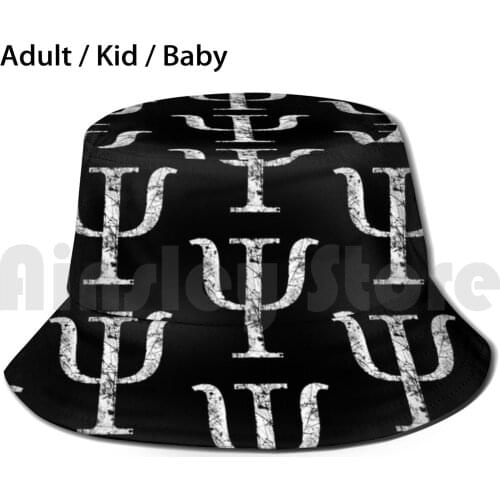 Psi Greek Letter Symbol Grunge Style Bucket Hat Adult kid baby Beach Sun Hats Psi Greek Letter Alphabet Psi Symbol