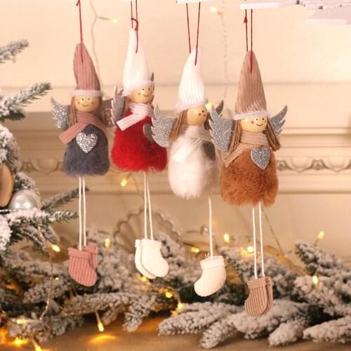 Plush Woolen Hat Angel Doll Christmas Decoration 2020 Navidad Noel Christmas Tree Ornaments Cute Birthday Gift New Year 2021