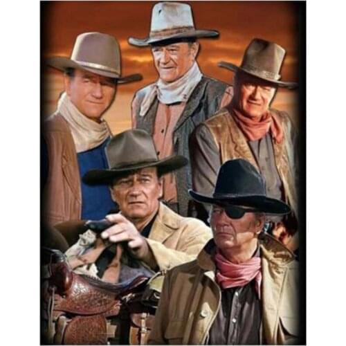 Full 5D DIY John Wayne Cross Stitch Embroidery Diamond Painting Mosaic Needlework Patterns Rhinestone Home Decoration FC646