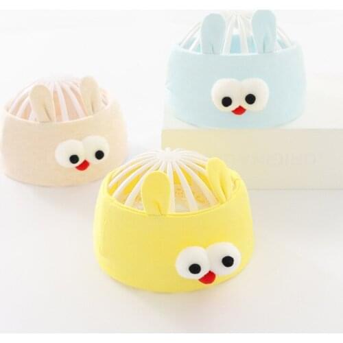 Knitted cotton big eyes plush ball baby headband girl soft and elastic newborn baby girl headband tire cap hair accessories