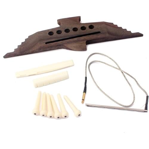 6 Strings Saddle Rosewood Thru Durable Bridge for Folk Acoustic Guitar
