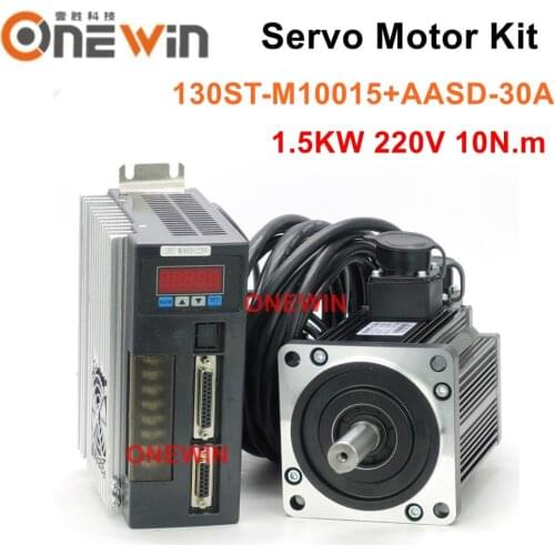 1.5KW 10NM AC servo motor kit 130ST-M10015+AASD-30A driver diameter 130mm 220V 1500rpm