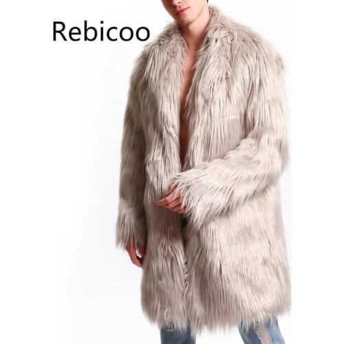 Mens Fur Coat North Winter Faux Fur Outwear Windbreaker Both Side Coat Men Punk Parka Jackets Brand Overcoats