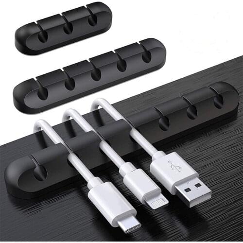 Silicone USB Cable Organizer Wire Winder Desktop Tidy Management Cord Clips Mouse Headphone Phone Cables Mouse Wire Organizer