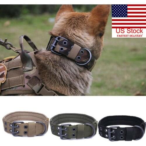 Tactical Dog Collar Nylon Adjustable Military Dog Collars with Control Handle Training Pet Cat Dog Collar For Medium Large Dogs