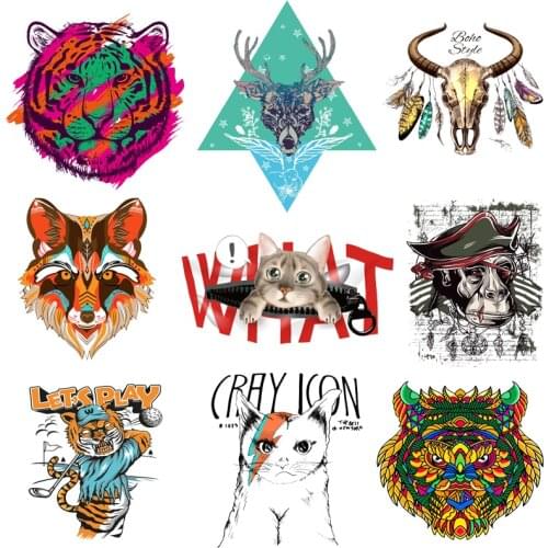Iron on Transfer for Clothing Appliques Stickers Diy Animal Textile Vinyl Stripes Rock Punk Thermoadhesive Patches for Jackets J