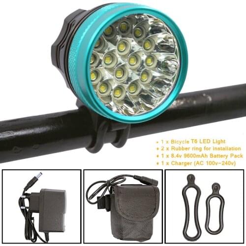 XML-T6 Bike Light 40000 Lumen LED Head Lamp Headlamp 16 Leds Cycling Bicycle Light Front Headlight for Outdoor Riding