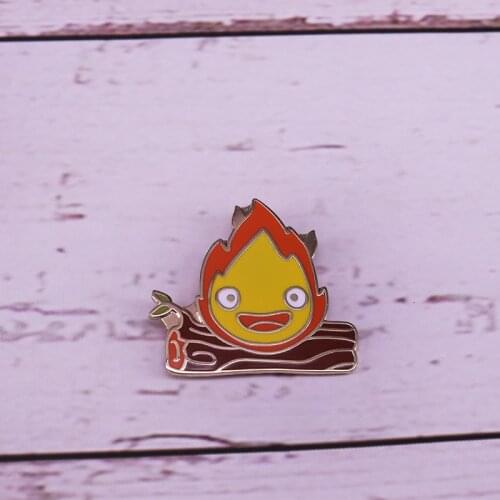 Calcifer Log Hard Enamel Pin Howls Moving Castle Studio Ghibli Pin