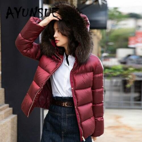 Winter Coat Women 90% White Duck Down Jacket Women Clothes 2020 Raccoon Fur Collar Korean Puffer Jacket Women Parka 2117 YY2034