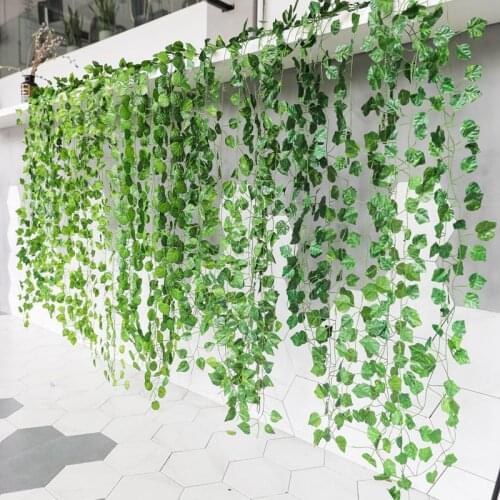 1Pcs 230Cm Green Silk Artificial Hanging Leaf Garland Plants Vine Leaves Diy For Home Wedding Party Bathroom Garden Decoration