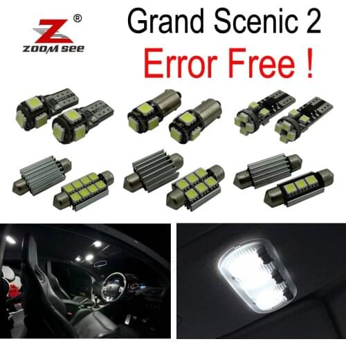 18pc x 100% No Error Car LED bulbs Interior Reading dome Light Kit for Renault Grand Scenic II 2 MK2 (2004-2009)