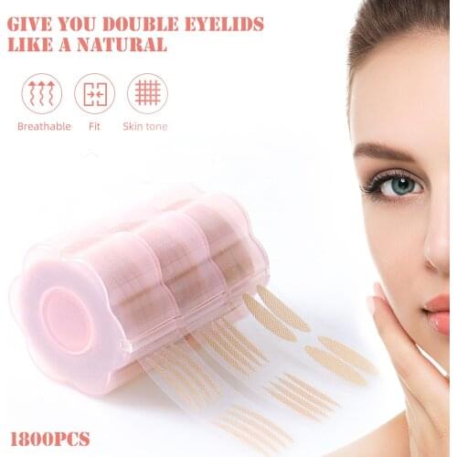 1800PCS Lace Mesh Invisible Double Eyelid Stickers Eye Lifting Tapes with 3PCS Forks for Women Girls Office Dating Wedding