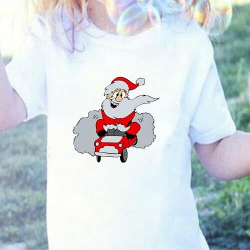 2020 Christmas Cute Santa Claus Printed Boys Girls Short Sleeve T Shirts Kids Fashion Casual Clothes