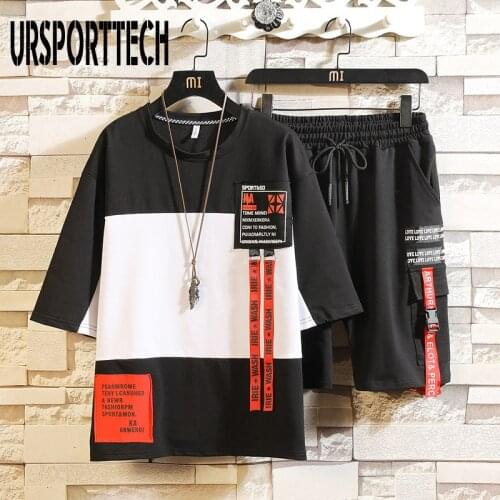 2021 Tracksuit Men sets Summer New Casual Mens Set Student 2 Pieces Man Suit Sportswear Short Sleeve T-shirt Shorts Joggers Set