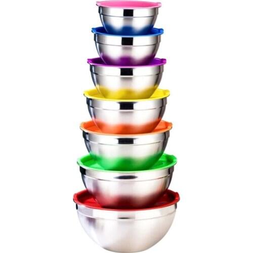 5pcs 18-26cm Stainless Steel Mixing Bowl With Lid for Kitchen Egg Salad Food Mixer Bowls Food Storage Stirring Bowl Tableware