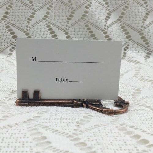 50pcs/lot DIY Wedding Favors and Gifts Antique Copper Skeleton Key Opener Place Card Holder with Matching Place Card