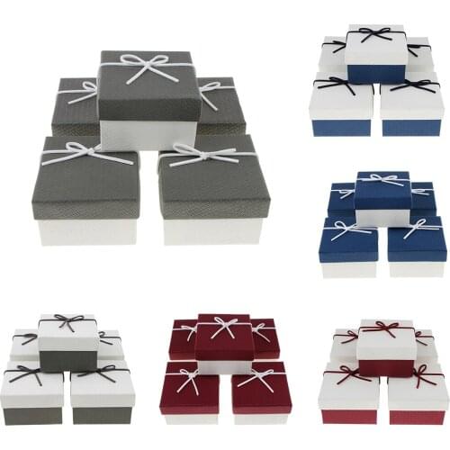 5X Paper Jewelry Ring Present Storage Display Paper Box Case Bowknot