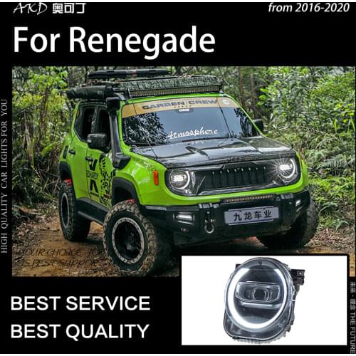 AKD Car Styling for Jeep Renegade Headlights 2016-2020 LED Headlight LED DRL Hid Head Lamp Angel Eye Bi Xenon Beam Accessories