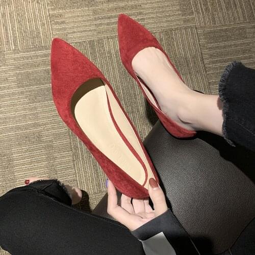 Spring Autumn Women Flats Pointed Toe Slip on Shoes Woman Ballet Flats Faux Suede Shallow Ladies Comfortable Shoes N7790G