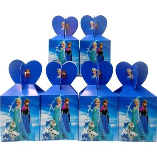 Free Shipping Disney Frozen Candy Box Baby Girl Happy Birthday Decoration Paper Gift Boxes Baby Shower Supplies Gift Bags 12PCS