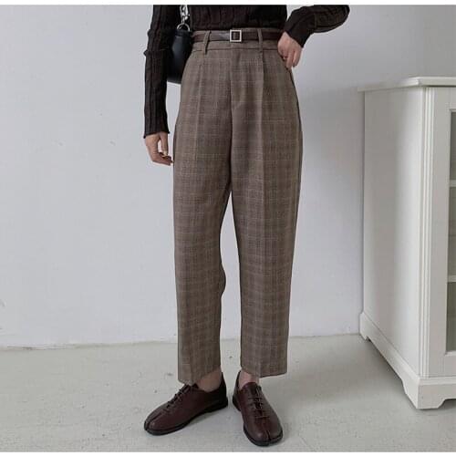 Alien Kitty 2021 Autumn Women Trousers Loose Plaid High Waist Female Harem Pants Casual Vintage Elegant Office Lady All Match