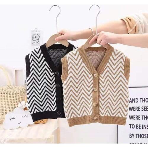 Childrens sweater vest 2021 spring new vest boys and girls casual Korean cardigan vest