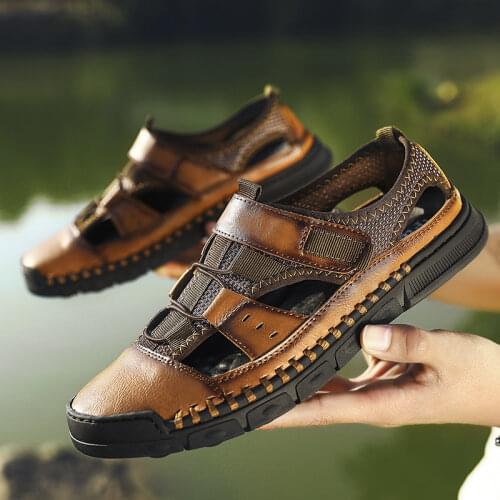 FUQIAO Men's Leather Sandals