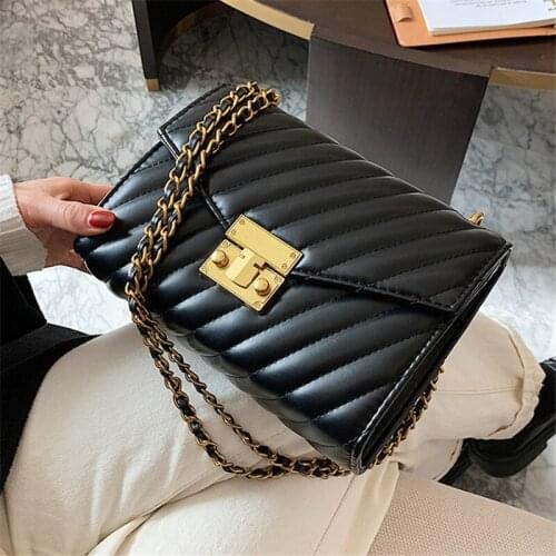 Lattice Square Crossbody Bag 2020 Fashion New High-quality PU Leather Womens Designer Handbag Lock Chain Shoulder Messenger Bag
