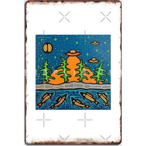 Aliens And Fish Metal Sign Plates Club Party Pub Garage Vintage Tin Sign Poster